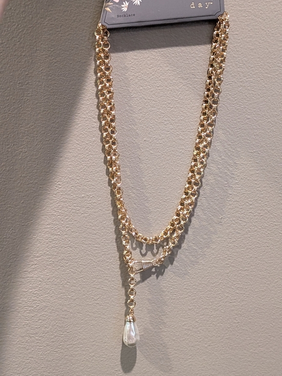 a new day Jewelry - a new day Gold Layered Link Necklace with Pearl Drop